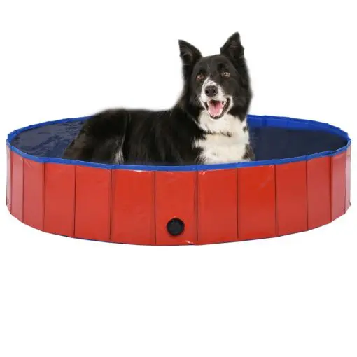 vidaXL Foldable Dog Swimming Pool Red 160×30 cm PVC