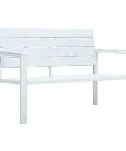 vidaXL Garden Bench 120 cm HDPE White Wood Look