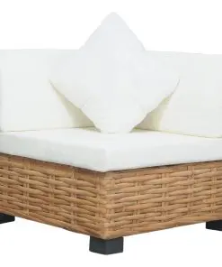 vidaXL Corner Sofa with Cushions Natural Rattan