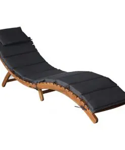 vidaXL Sun Lounger with Cushion Solid Acacia Wood Dark Grey