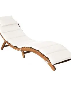 vidaXL Sun Lounger with Cushion Solid Acacia Wood Cream