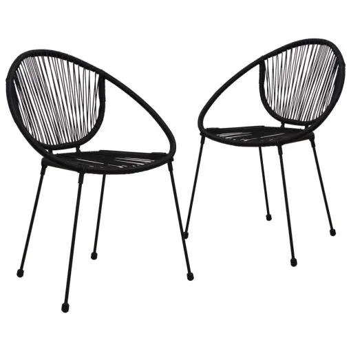vidaXL Garden Chairs 2 pcs PVC Rattan Black