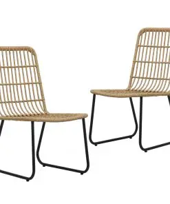 vidaXL Garden Chairs 2 pcs Poly Rattan Oak