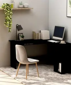 vidaXL L-Shaped Corner Desk Black 120x140x75 cm Chipboard