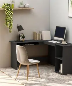 vidaXL L-Shaped Corner Desk Grey 120x140x75 cm Chipboard