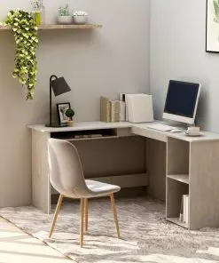 vidaXL L-Shaped Corner Desk Concrete Grey 120x140x75 cm Chipboard