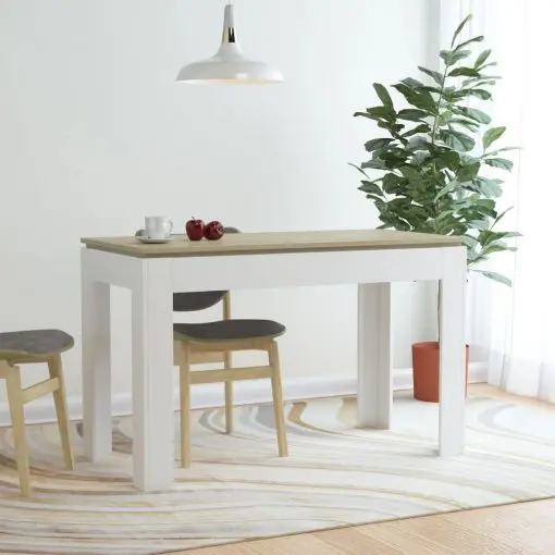 vidaXL Dining Table White and Sonoma Oak 120x60x76 cm Chipboard