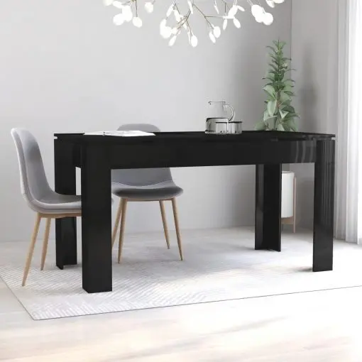 vidaXL Dining Table High Gloss Black 140x70x76 cm Chipboard