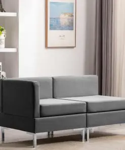 vidaXL Sectional Corner and Middle Sofas with Cushions Fabric Light Grey