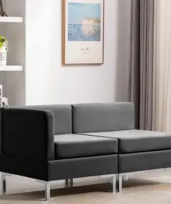 vidaXL Sectional Corner and Middle Sofas with Cushions Fabric Dark Grey