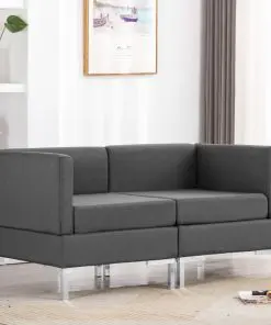vidaXL Sectional Corner Sofas 2 pcs with Cushions Fabric Dark Grey