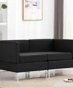 vidaXL Sectional Corner Sofas 2 pcs with Cushions Fabric Black