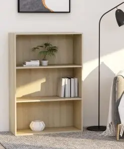 vidaXL 3-Tier Book Cabinet Sonoma Oak 80x30x114 cm Chipboard