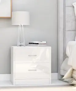 vidaXL Bedside Cabinet High Gloss White 40x30x40 cm Chipboard