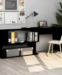 vidaXL Corner Desk Black 200x50x76 cm Chipboard