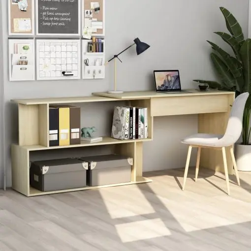 vidaXL Corner Desk Sonoma Oak 200x50x76 cm Chipboard