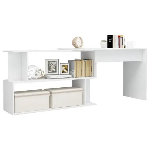 vidaXL Corner Desk High Gloss White 200x50x76 cm Chipboard