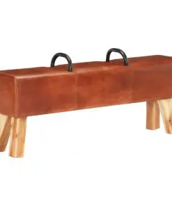 vidaXL Vintage Turnbock Bench with Handles Real Goat Leather