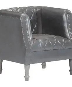 vidaXL Tub Chair Grey Real Goat Leather
