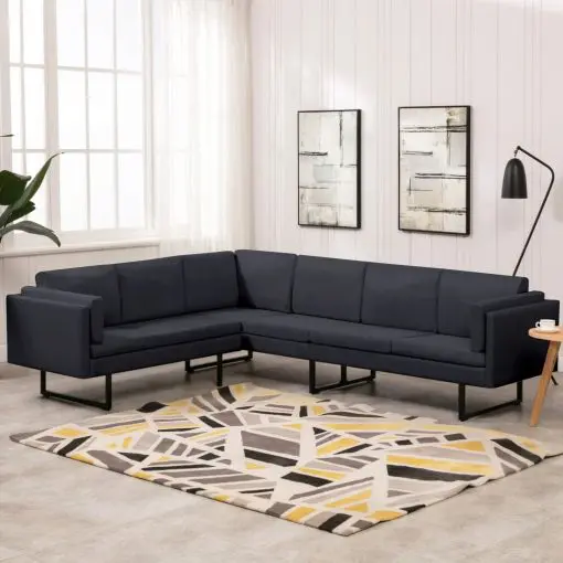 vidaXL Corner Sofa Dark Grey Fabric