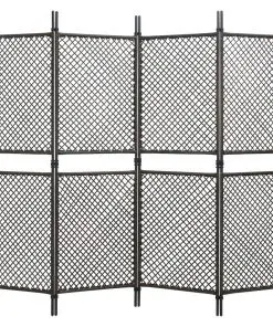 vidaXL 4-Panel Room Divider Poly Rattan Brown 240×200 cm