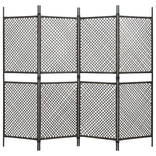 vidaXL 4-Panel Room Divider Poly Rattan Brown 240×200 cm