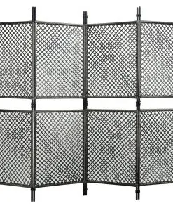 vidaXL 4-Panel Room Divider Poly Rattan Anthracite 240×200 cm