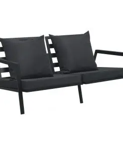 vidaXL Garden 2-Seater Sofa with Cushions Dark Grey Aluminium