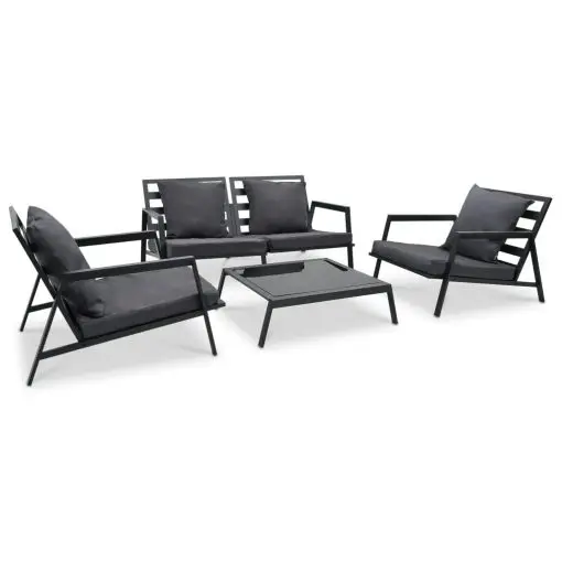 vidaXL 4 Piece Garden Lounge Set with Cushions Aluminium Dark Grey