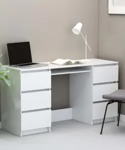 vidaXL Writing Desk White 140x50x77 cm Chipboard