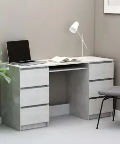 vidaXL Writing Desk Concrete Grey 140x50x77 cm Chipboard