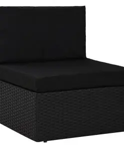 vidaXL Sectional Middle Sofa Poly Rattan Black