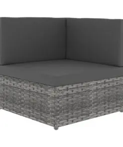 vidaXL Sectional Corner Sofa Poly Rattan Grey