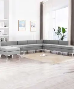 vidaXL 9 Piece Sofa Set Fabric Light Grey