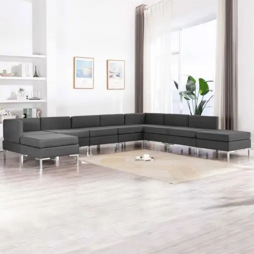 vidaXL 9 Piece Sofa Set Fabric Dark Grey