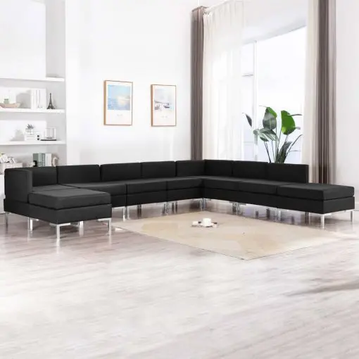 vidaXL 9 Piece Sofa Set Fabric Black
