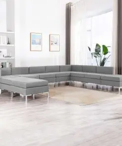 vidaXL 10 Piece Sofa Set Fabric Light Grey