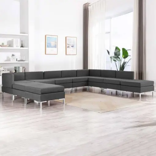 vidaXL 10 Piece Sofa Set Fabric Dark Grey