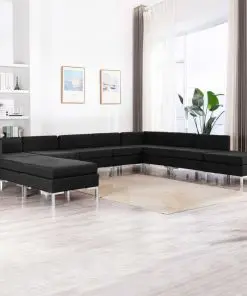 vidaXL 10 Piece Sofa Set Fabric Black