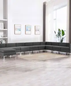 vidaXL 10 Piece Sofa Set Fabric Dark Grey