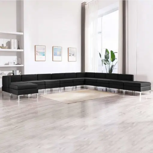 vidaXL 11 Piece Sofa Set Fabric Black