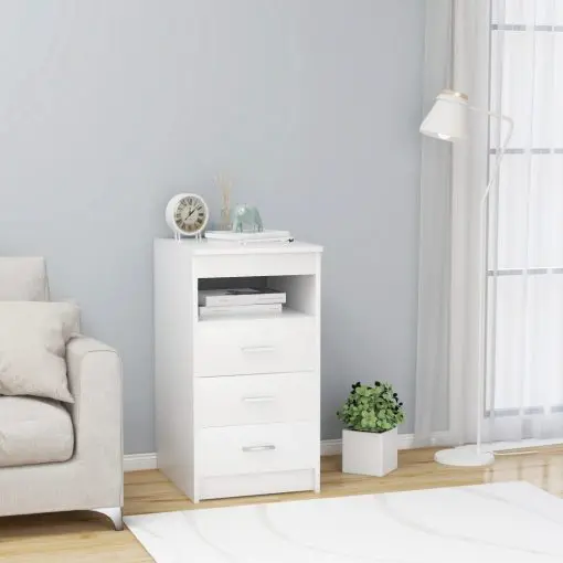 vidaXL Drawer Cabinet White 40x50x76 cm Chipboard