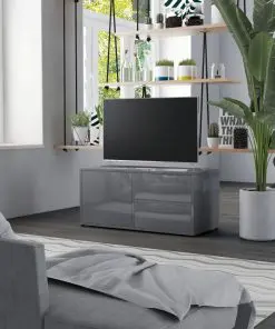 vidaXL TV Cabinet High Gloss Grey 80x34x36 cm Chipboard