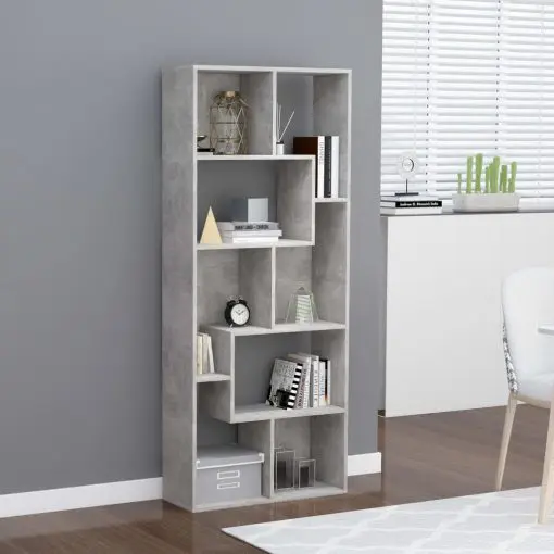 vidaXL Book Cabinet Concrete Grey 67x24x161 cm Chipboard
