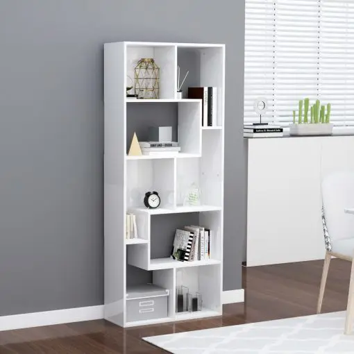vidaXL Book Cabinet High Gloss White 67x24x161 cm Chipboard