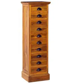 vidaXL 10-Drawer Cabinet 35x30x120 cm Solid Teak Wood