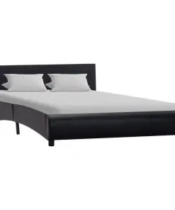 vidaXL Bed Frame Black Faux Leather 137×187 cm
