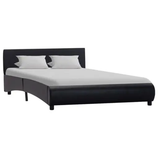 vidaXL Bed Frame Black Faux Leather 137×187 cm