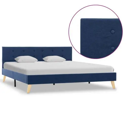 vidaXL Bed Frame Blue Fabric 153×203 cm