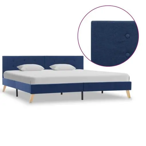 vidaXL Bed Frame Blue Fabric 183×203 cm
